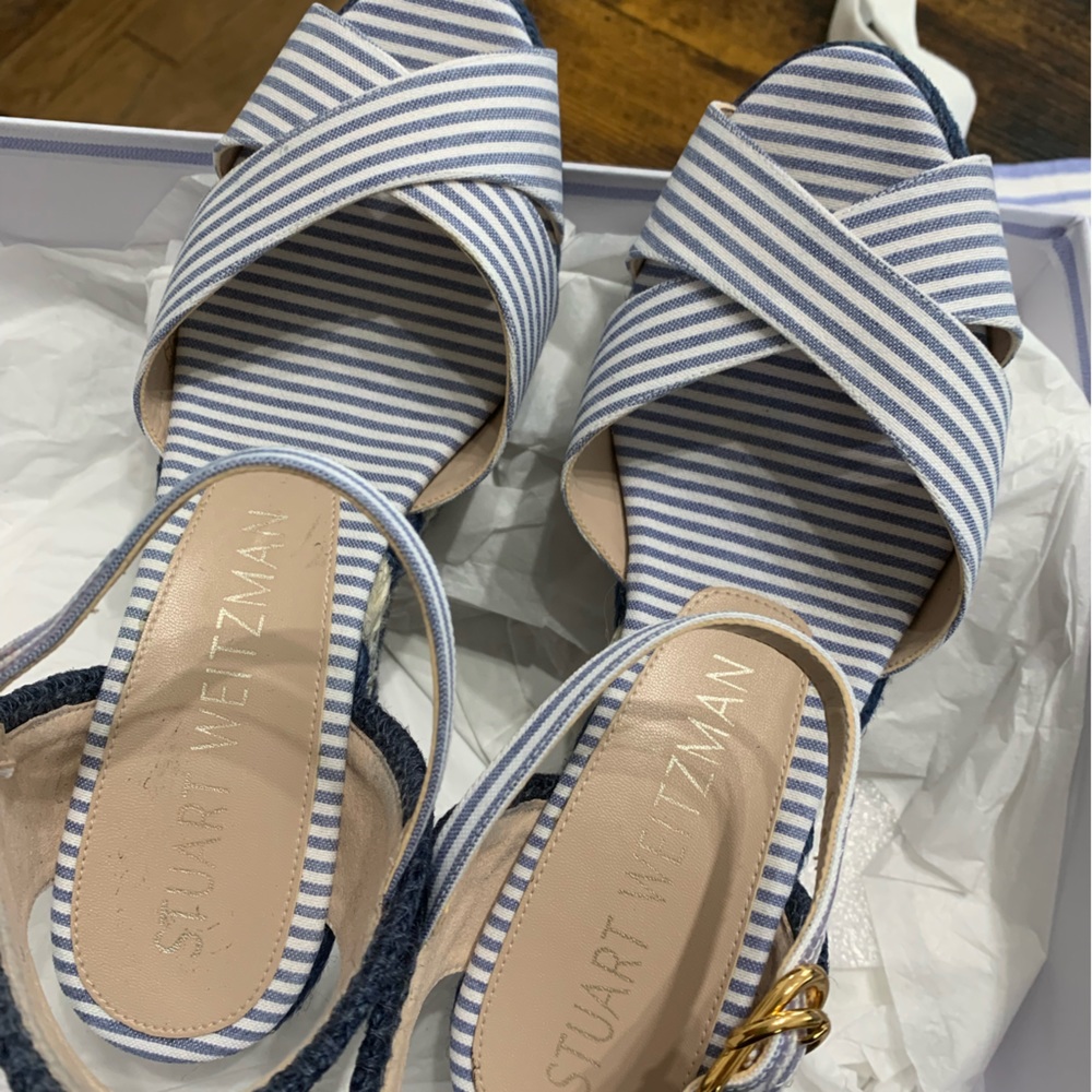 Stuart Weitzman Mirela Stripes Wedge Sandal